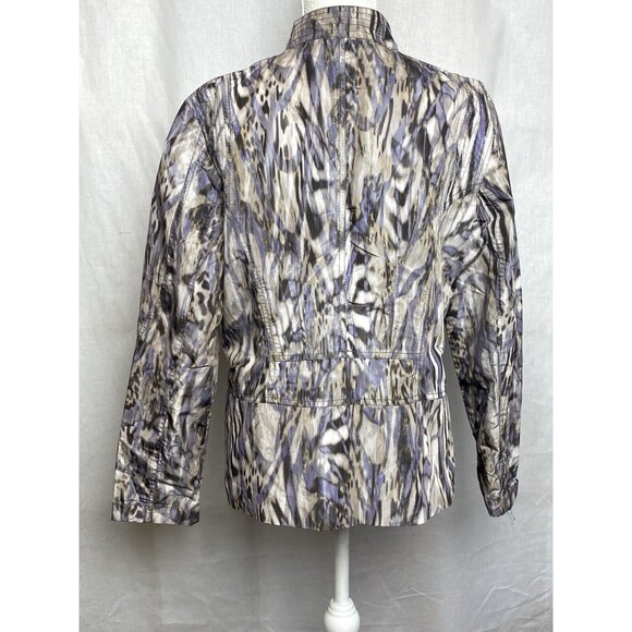 Chico's Womens‎ Blazer Jacket Size 2 Large Button Up Gray Purple Animal Print - Picture 8 of 11